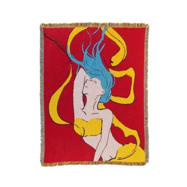 Imagem de Tapeçaria abstrata, cabelo azul, quarto de menina, estética 160x130cm 