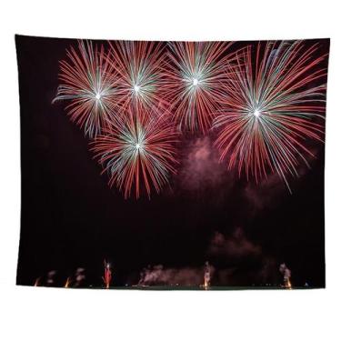 Imagem de Tapeçaria, fogo de artifício, parede, microtecido, fibra 150x130cm - y