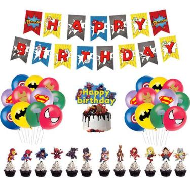 Imagem de Kit de balões para festa de aniversário 46 balões de látex com banner 