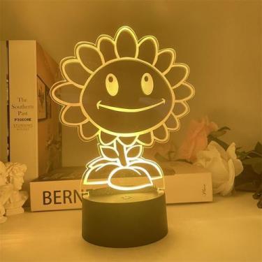 Imagem de Luz noturna LED 3D Plants vs Zombies Chompers Sunflowers - Yiweisai