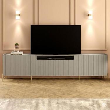 Imagem de Rack para Sala 260cm com 4 Portas Brise Pés Metal 100% MDF - Casa Lar 