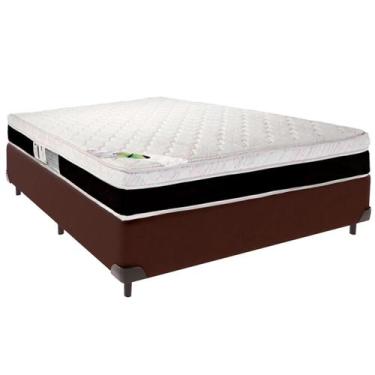 Imagem de Cama Box Casal e Colchão Roma Molas Ensacadas Luckspuma Marrom