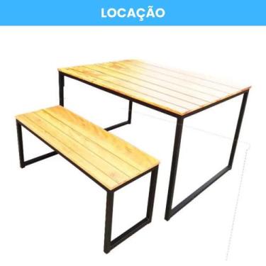 Imagem de Locação de Mesa Piquinique Industrial - Ferro e Madeira Pinus - PALLET
