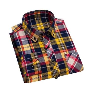 Imagem de Camisa Masculina plus Size 7XL 8XL De Algodão Xadrez Manga Longa Casua