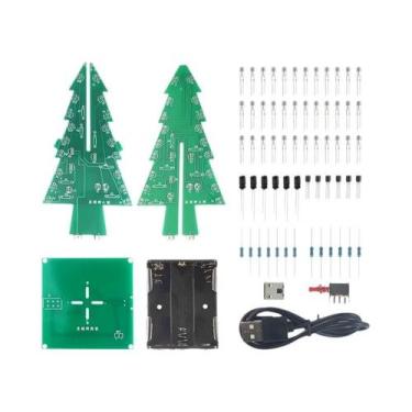 Imagem de Kit DIY De Árvore De Natal 3D LED Vermelho Verde Amarelo Com Circuito 