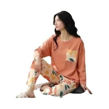 Imagem de Conjunto De Pijamas De Manga Longa Para Mulheres plus Size, Roupas De 