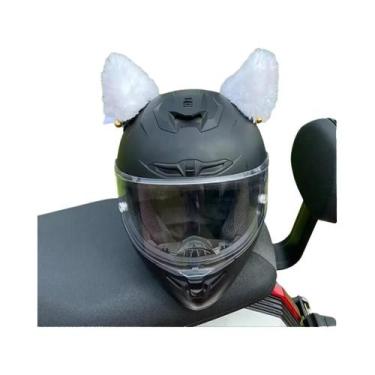Imagem de Adesivos De Orelhas De Gato De Pelúcia Para Capacete De Moto 2 Peças D