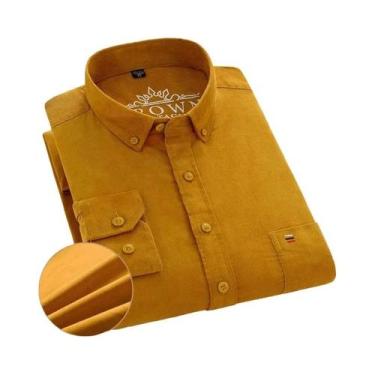 Imagem de Camisa Social Masculina plus Size 6XL 7XL De Veludo Cotelê Manga Longa