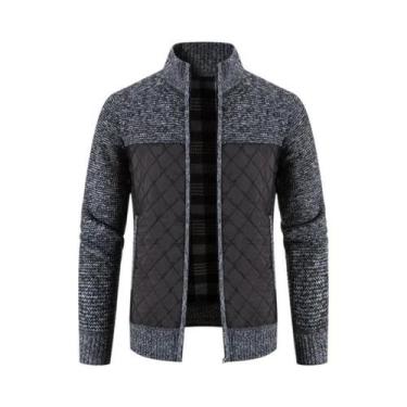 Imagem de Jaqueta De Suéter Com Capuz Em Fleece Para Homens, Estampa Xadrez, Alt