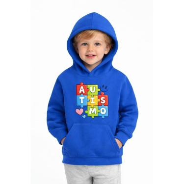 Imagem de Moletom Infantil Autismo com Capuz Moleton Canguru Flanelado Conscientização TEA Inverno-Unissex