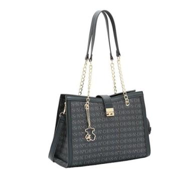 Imagem de Bolsa Feminina de Ombro Chenson CG85400 Cristal Monograma Cor: Preto, 