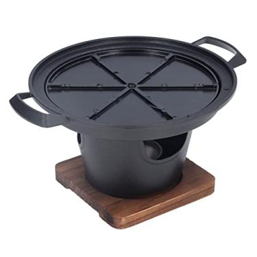 Imagem de Grelhador port¨¢til de mesa,grelhador ao ar livre para uma pessoa, f¨¢cil montagem resist¨ºncia ao calor em alum¨ªnio fundido pequeno fog?o de churrasco para churrasco em casa acampamento piquenique