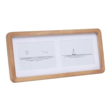 Imagem de PortaRetrato Decorativo Duplo Em Madeira Natural Design Minimalista - 