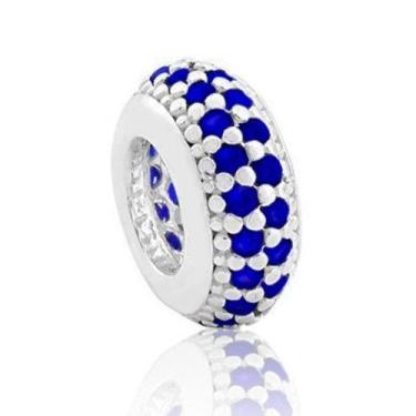 Imagem de Berloque Prata 925 P/ Pulseira Separador Zirconia Azul - Lojas La&Ny, 