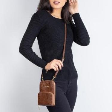 Imagem de Carteira bag feminina de couro croco Ingrid-Feminino