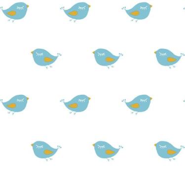 Imagem de Papel de Parede Infantil passarinhos  branco e azul Fofura Baby FF4006