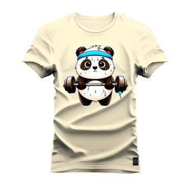 Imagem de Camiseta Plus Size Algodão Estampada Confortável Panda Fitness-Unissex