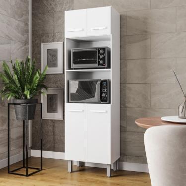 Imagem de Paneleiro Torre Quente Armário de Cozinha Marah 04 Portas Branco - Desk Design