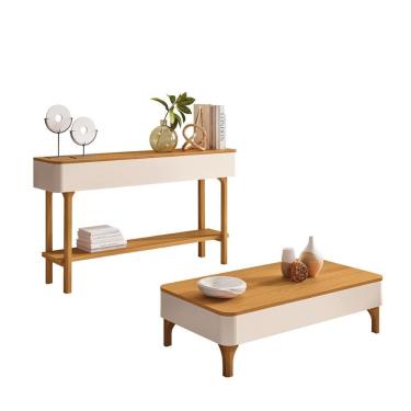 Imagem de Mesa de Centro Liz Sala e Aparador Fiero Pés Madeira Maciça