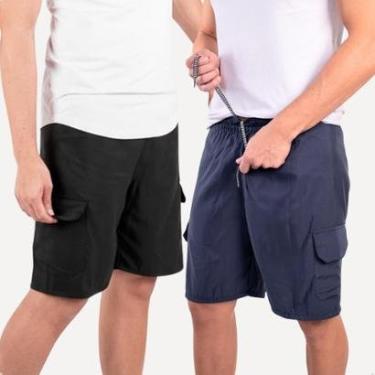 Imagem de Kit 2 Bermuda Masculina Popular Short Cargo Treino Corrida Academia-Masculino