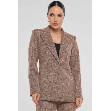Imagem de Blazer PKS Alfaiataria Tweed Elegance Marrom, GG