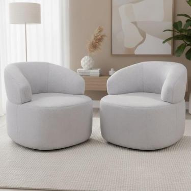 Imagem de Kit 02 Poltronas Giratória Orgânica Para Sala de Estar Living Helena L