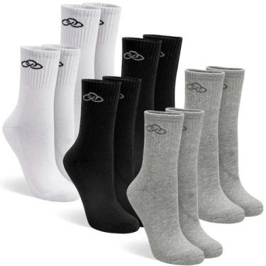 Imagem de Kit Com 6 Pares de Meias Cano Médio Algodão Adulto Esportiva Olympikus