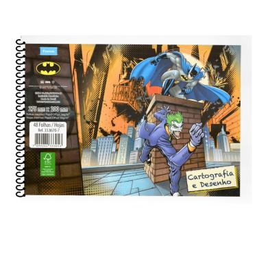 Imagem de Caderno Espiral Cartografia e Desenho Foroni Batman Capa Flexível sem Pauta Formato 275X200MM 48 Folhas