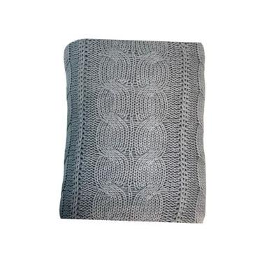 Imagem de Manta Tricot Trança Cinza Chumbo - Ideal Para Sofás e Camas