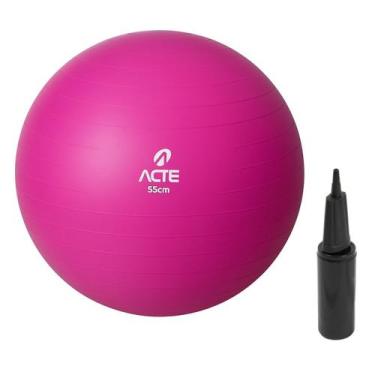 Imagem de Bola De Ginástica Pilates Com Bomba 55cm Rosa - Nautika