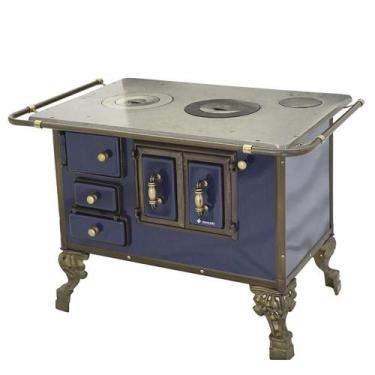 Imagem de Fogão a Lenha Barroco Venâncio sem Tampa 03 Azul