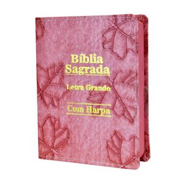 Imagem de Bíblia Sagrada Letra Grande - Luxo - Folha Rosa -C/ Harpa - Espaço Cri