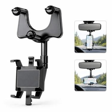 Imagem de Suporte de Retrovisor Veicular para Celular – Giratório 360° e Retrátil, Ideal para GPS...