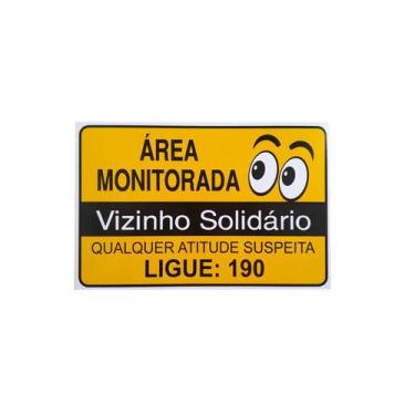 Imagem de Placa Aviso Área Monitorada Vizinho Solidário Pack 10 Peças - - Placa 