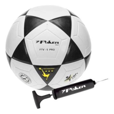 Imagem de Bola Futevolei Poker Altinha Rio + Bomba de Encher, BRANCO/PRETO