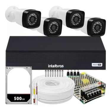 Imagem de Kit Cftv 4 Camera Vigilância 1080p Full Hd Dvr Intelbras 4ch