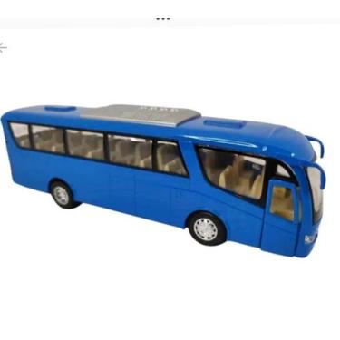 Imagem de Miniatura Onibus Viagem Coach Ferro Fricção Coleção 18cm - Kinsfun, Az