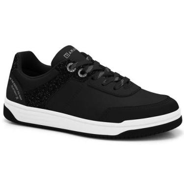 Imagem de Tênis Ramarim Feminino Napa Casual Gliter 2463204, Preto, 36