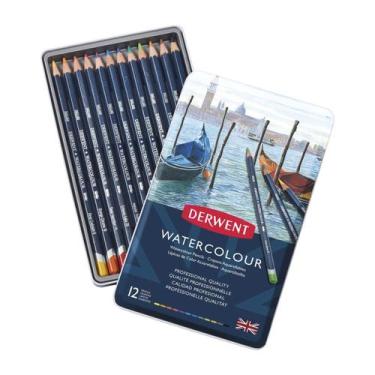 Imagem de Lápis de Cor Aquarelável Derwent Watercolour Lata 12 Cores