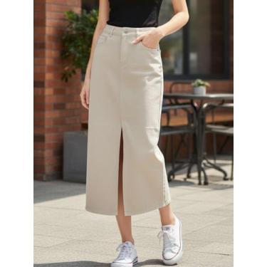 Imagem de Saia Longa Com Abertura Revanche 73055, Off, White, 42