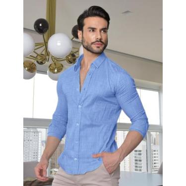 Imagem de Camisa de Linho Masculina Social Alta Qualidade e Caimento Perfeito Co
