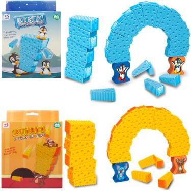 Imagem de Jogo pinguim / rato empilhando gelo / queijo com adesivos 44 pecas na 