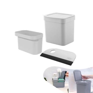 Imagem de Kit Lixeira 2,5l Organizador Pia Porta Detergente Rodo Trium Compacto 