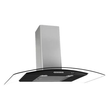 Imagem de Coifa de Parede Terim Vidro Curvo Black-inox 75cm Inox e Vidro com Exaustor Depurador e LED Preto 220V