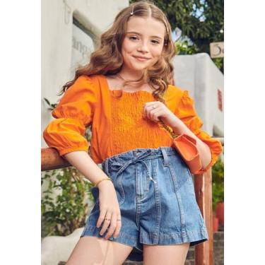 Imagem de Blusa Cropped em Tricoline Napoli Tinto Vic&Vicky, 14, Laranja