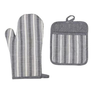 Imagem de Kit Luva + Pegador Listrado cinza - Jolitex Ternille