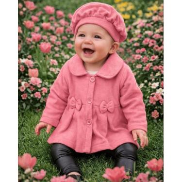 Imagem de Casaco Bebê Sobretudo Infantil Menina Soft Inverno com Boina Roupa Fri