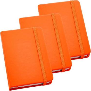 Imagem de Kit 3x Caderneta de Anotações 9x14cm 80 Fls Sem Pauta Laranja - TopGet