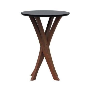 Imagem de Mesa Lateral Tiê Tampo Redondo ø42 Amêndoa-preto - Decorise