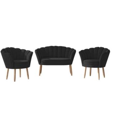 Imagem de Kit 02 Poltronas Flor + Sofá 02 lugares para Sala Balaqui - Balaqui De